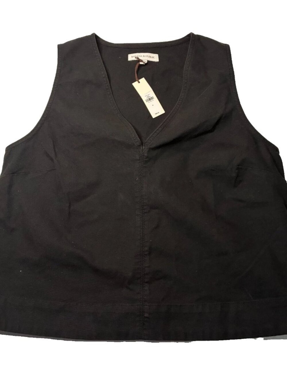 Nwt Banana Republic Blouse Heavy Cotton V Neck Black Size M Sleeveless Capsule